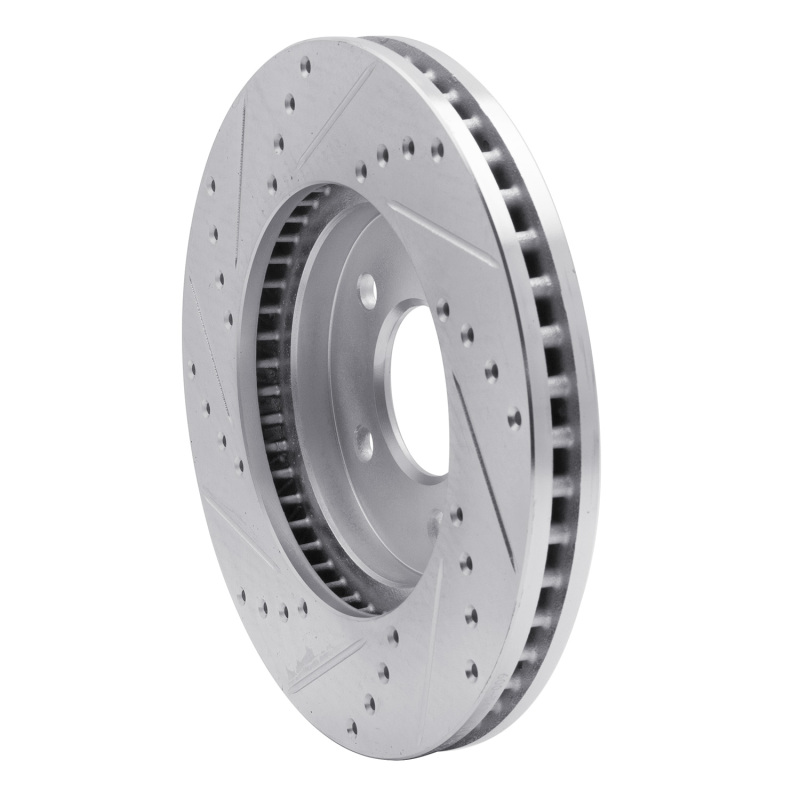 Ford Mustang Brake Rotor (1) - Front Right - R1 Concepts - Drilled & Slotted - Silver - `05-`10